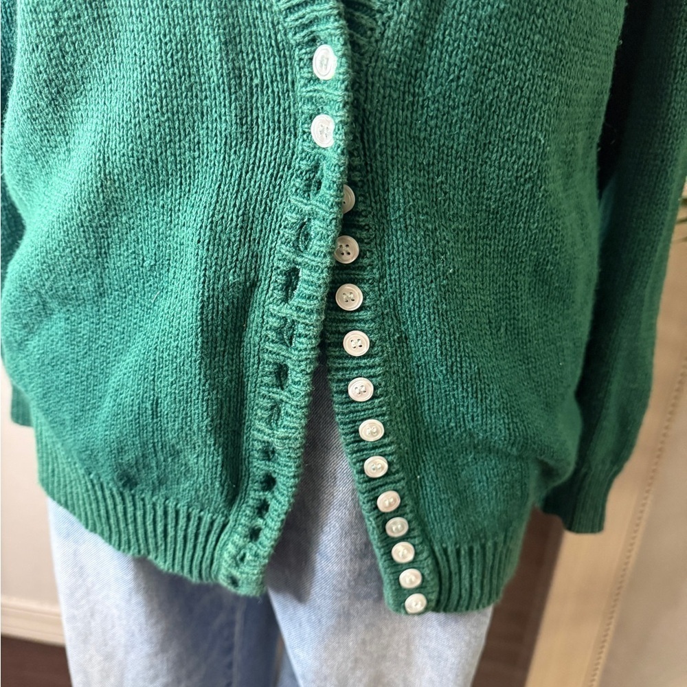 Vintage Green Button-Up Women's Cardigan - Picture 8 of 10